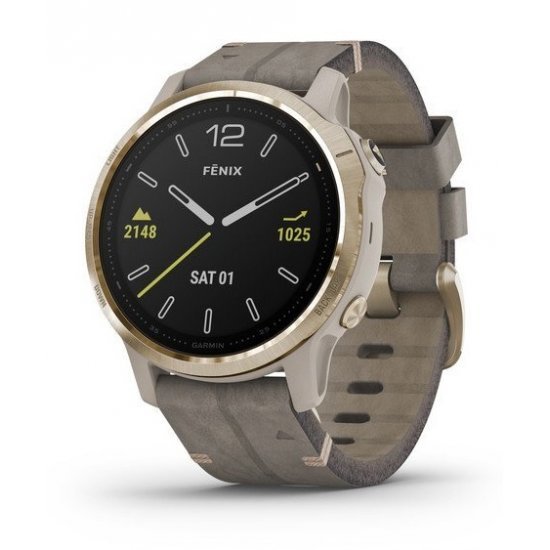Garmin - Fenix 6S Pro and Sapphire Edition Light Gold-tone with